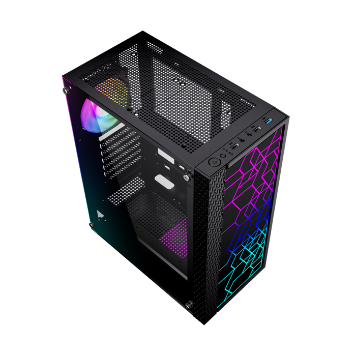 Gembird Fornax 2500 ARGB Gaming ATX computer case, Midi Tower, backlight, Black