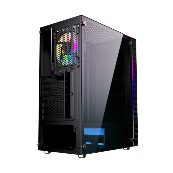 Gembird Fornax 2500 ARGB Gaming ATX computer case, Midi Tower, backlight, Black