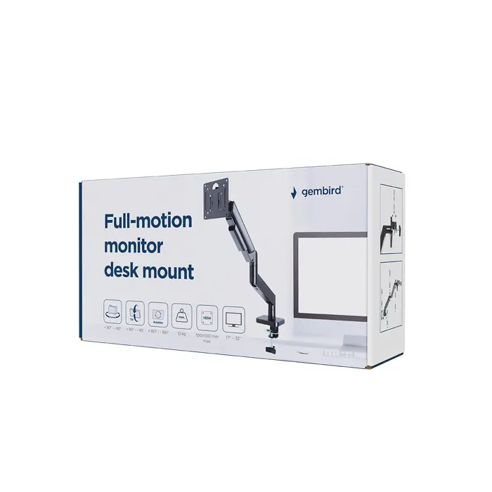 GEMBIRD FULL-MOTION DESK DISPLAY MOUNTING ARM 17”-