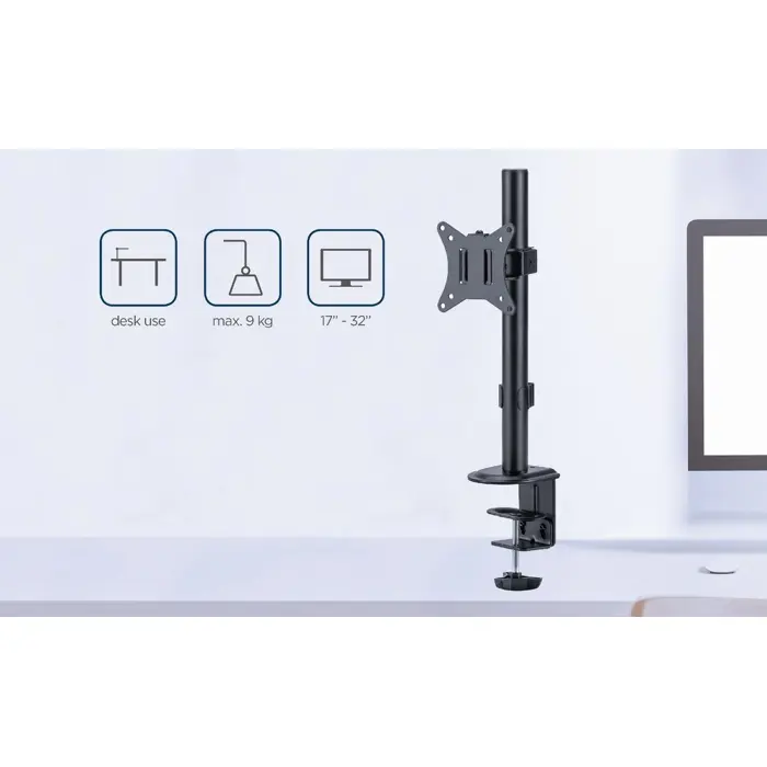 Gembird MA-D1-02 monitor mount / stand 81.3 cm (32") Black Desk