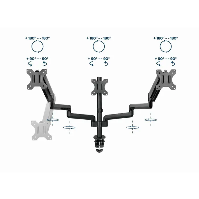 Gembird MA-DA3-01 monitor mount / stand 68.6 cm (27") Black Desk