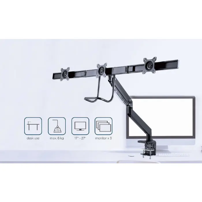 Gembird MA-DA3-03 monitor mount / stand 68.6 cm (27") Black Desk