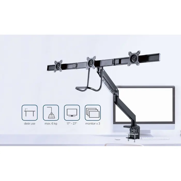 Gembird MA-DA3-03 monitor mount / stand 68.6 cm (27") Black Desk