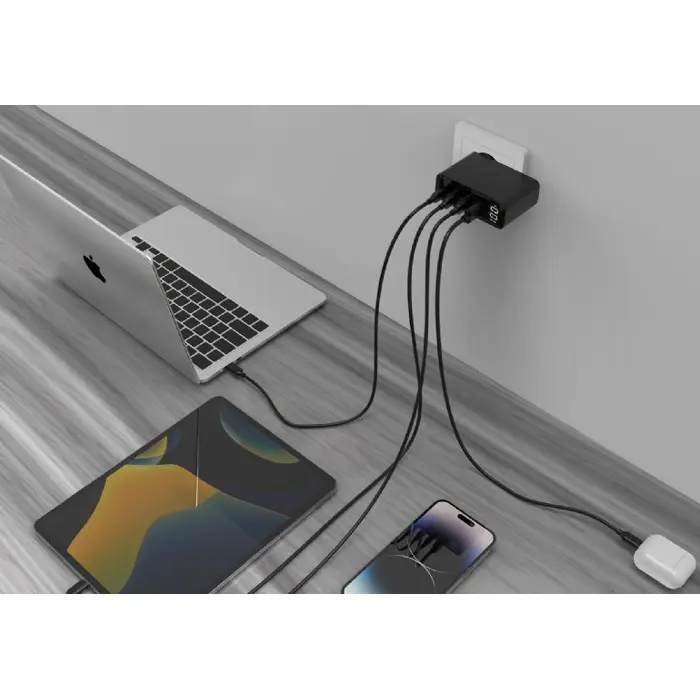 Gembird TA-UC-PDQC100LCD-01-BK mobile device charger Laptop, Smartphone Black AC Fast charging Indoor