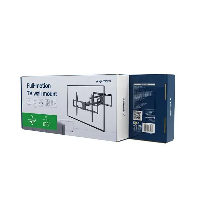 Gembird WM-105ST-01 Full-motion TV wall mount, 50" - 105'', black