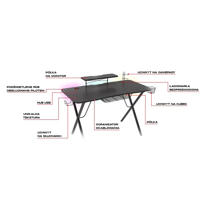 GENESIS GAMING DESK HOLM 300 RGB