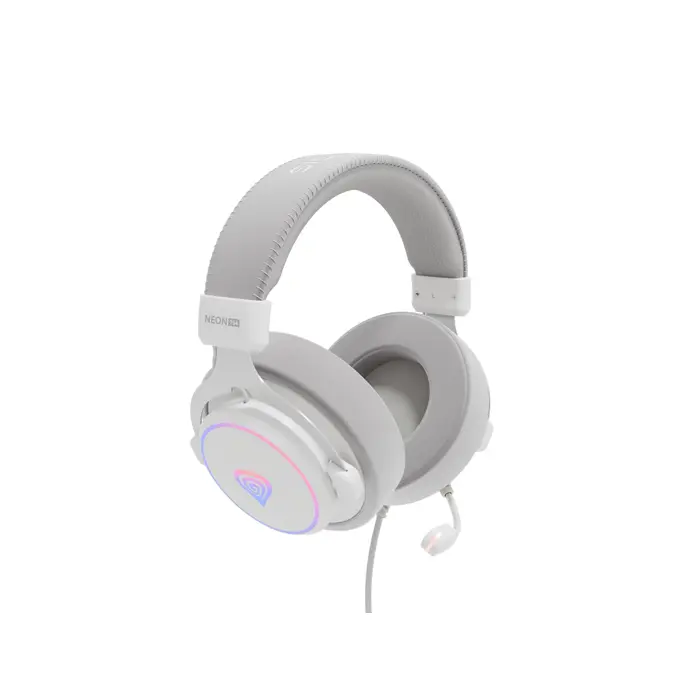 GENESIS NEON 764 RGB OVER-EAR HEADPHONES WITH MICROPHONE BACKLIGHT WHITE USB