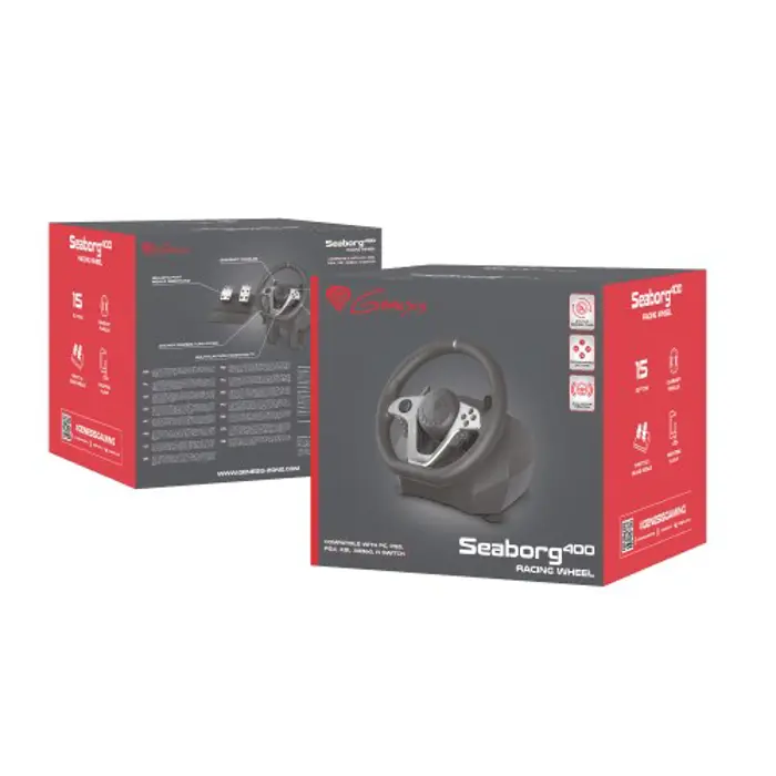 GENESIS SEABORG 400 Steering wheel + Pedals Nintendo Switch,PC,PlayStation 4,Playstation 3,Xbox 360,Xbox One USB Black