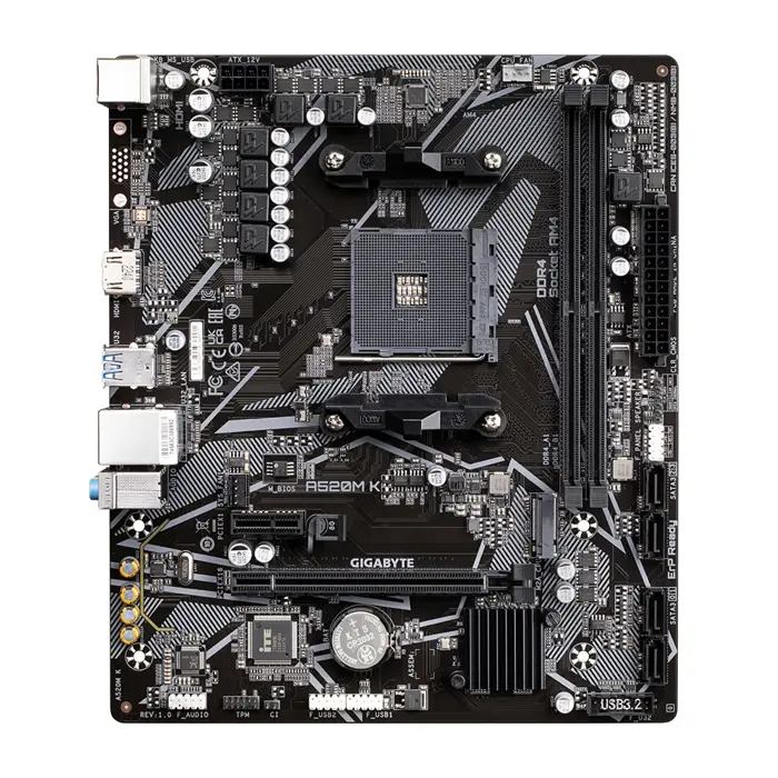 Gigabyte A520M K motherboard, AMD A520 chipset, AM4 socket, 2xDDR4, mATX form factor