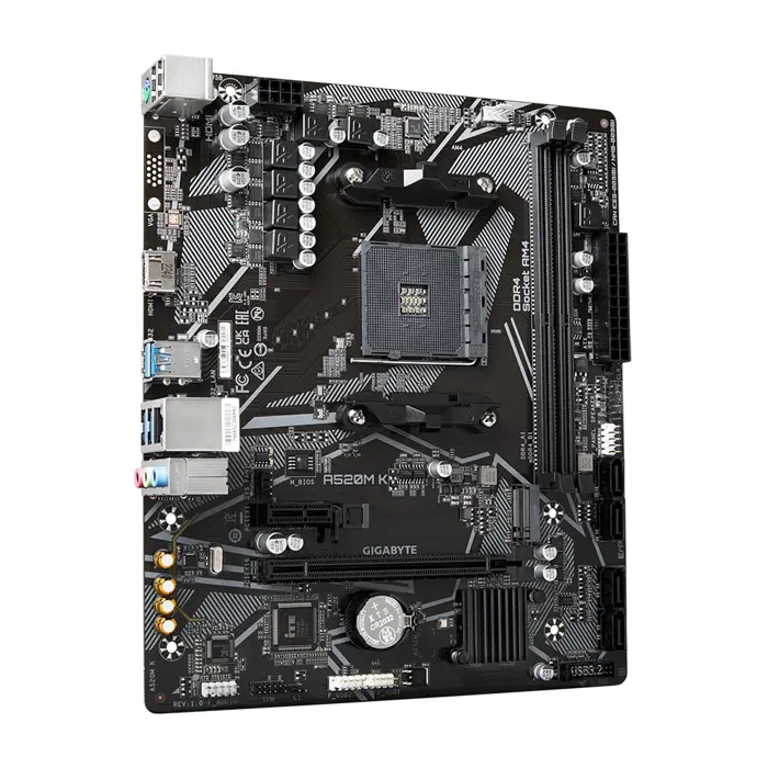 Gigabyte A520M K motherboard, AMD A520 chipset, AM4 socket, 2xDDR4, mATX form factor