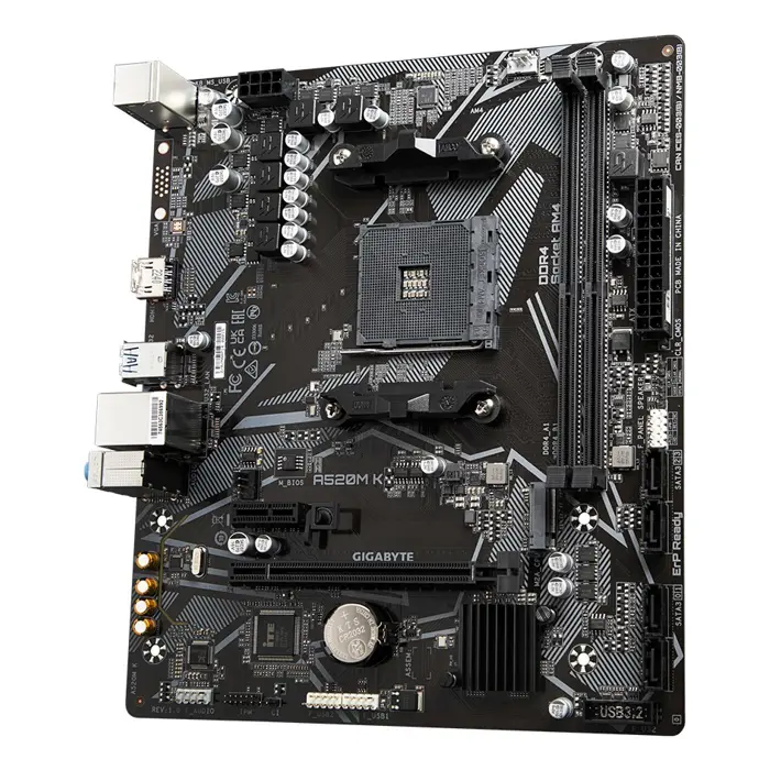 Gigabyte A520M K motherboard, AMD A520 chipset, AM4 socket, 2xDDR4, mATX form factor