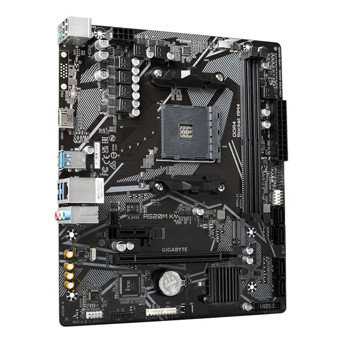 Gigabyte A520M K motherboard, AMD A520 chipset, AM4 socket, 2xDDR4, mATX form factor