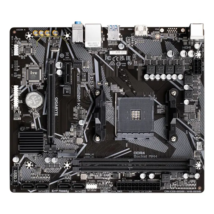 Gigabyte A520M K motherboard, AMD A520 chipset, AM4 socket, 2xDDR4, mATX form factor