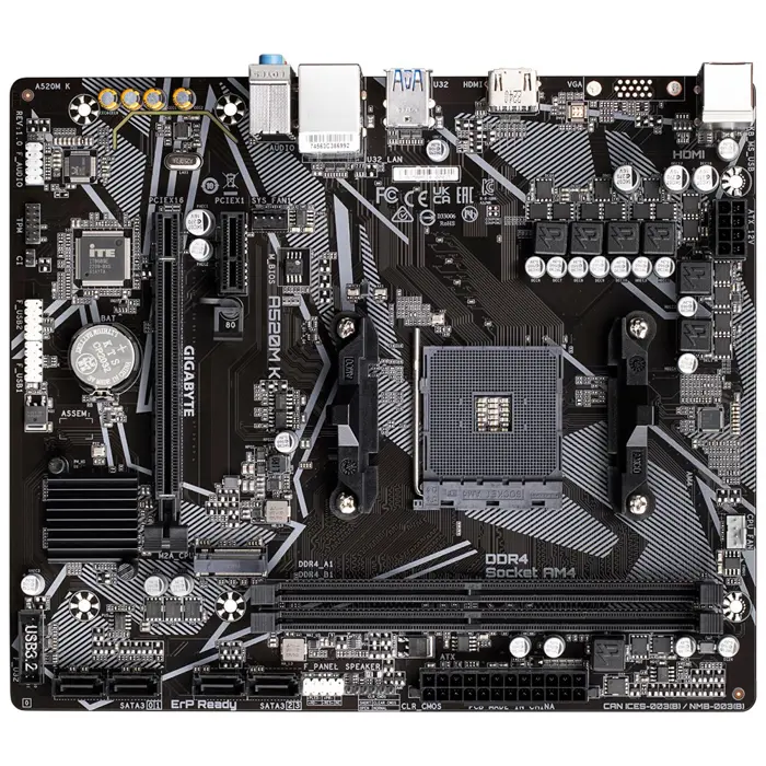 Gigabyte A520M K motherboard, AMD A520 chipset, AM4 socket, 2xDDR4, mATX form factor