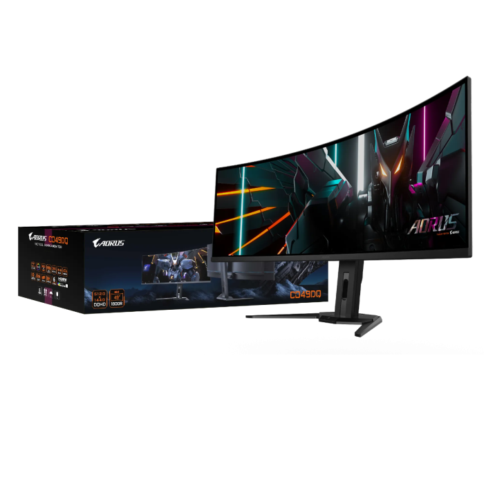 GIGABYTE AORUS CO49DQ 49 OLED DQHD ukrivljen monitor, 5120 x 1440, 0.03ms, 144Hz, zvočniki