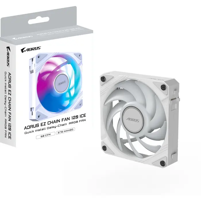GIGABYTE AORUS EZ CHAIN FAN 120, case fan white, 120 mm
