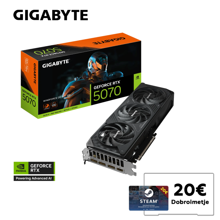 Gigabyte Aorus GeForce RTX 5070 Windforce OC SFF 12G GRAPHIC CARD, 12GB GDDR7, PCI-E 5.0