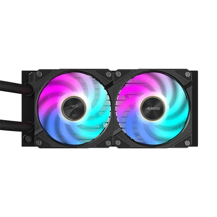 GIGABYTE AORUS WATERFORCE X II 240 AIO Liquid CPU Cooler- 2x120mm ARGB Fans, full-color LCD, MAGNETIC interlocking mechanism, DAISY-CHAIN, Intel LGA 1700 and AMD AM5 Compatible, 6 Year Warranty