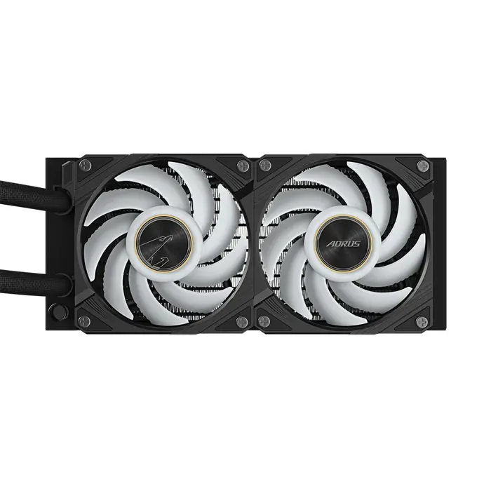 GIGABYTE AORUS WATERFORCE X II 240 AIO Liquid CPU Cooler- 2x120mm ARGB Fans, full-color LCD, MAGNETIC interlocking mechanism, DAISY-CHAIN, Intel LGA 1700 and AMD AM5 Compatible, 6 Year Warranty