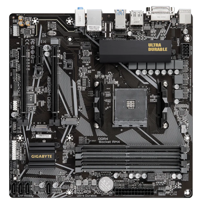 GIGABYTE B550M DS3H, DDR4, SATA3, USB3.2Gen1, HDMI, AM4 mATX.