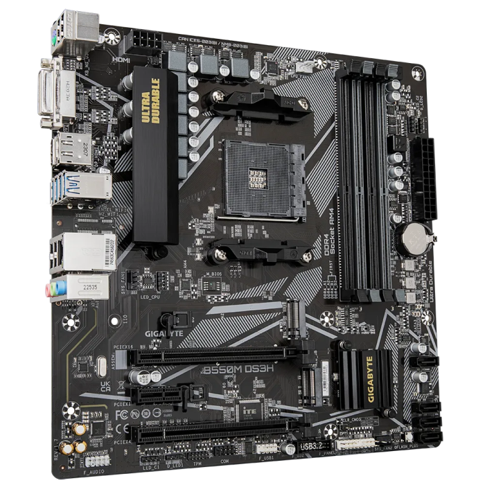 GIGABYTE B550M DS3H, DDR4, SATA3, USB3.2Gen1, HDMI, AM4 mATX.