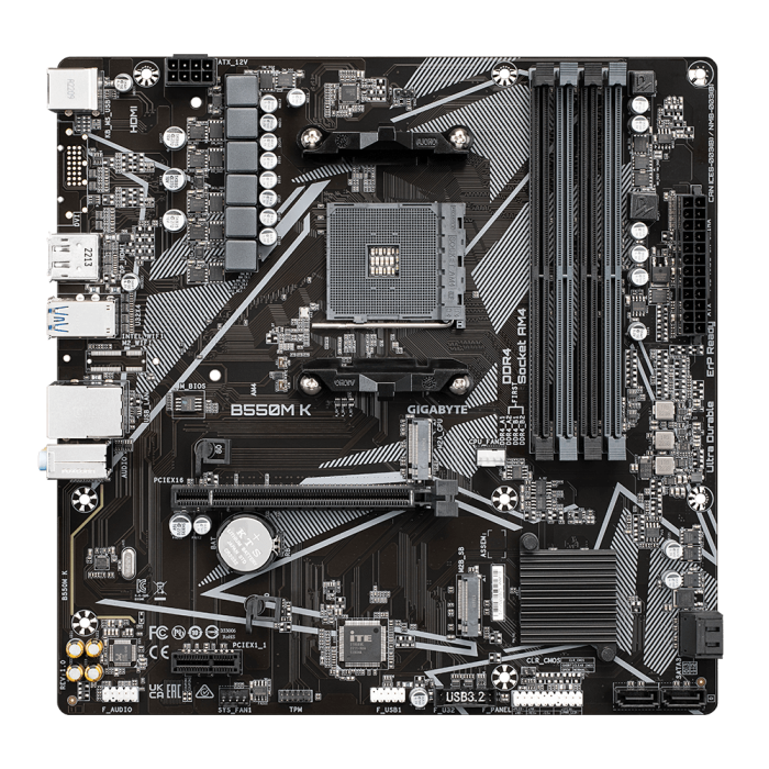 GIGABYTE B550M K, DDR4, SATA3, USB3.2Gen1, DP, AM4 mATX