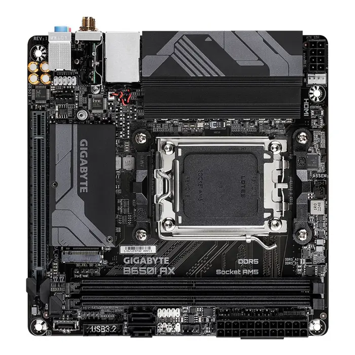 Gigabyte B650I AX 1.0 Processor family AMD Processor socket AM5 DDR5 DIMM Supported hard disk drive interfaces SATA, M.2 Number of SATA connectors 2