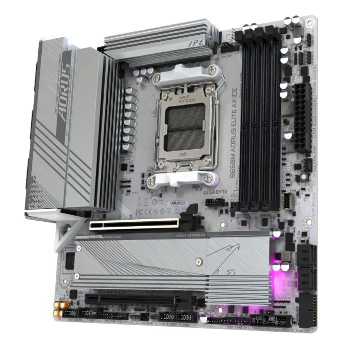 Gigabyte B650M Aorus Elite Ax Ice, DDR5, SATA3, USB3.2GEN2X2, DP, 2.5GBE, WIFI 6E, AM5 MATX