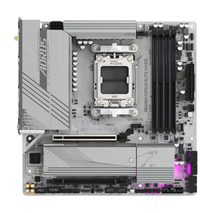Gigabyte B650M Aorus Elite Ax Ice, DDR5, SATA3, USB3.2GEN2X2, DP, 2.5GBE, WIFI 6E, AM5 MATX