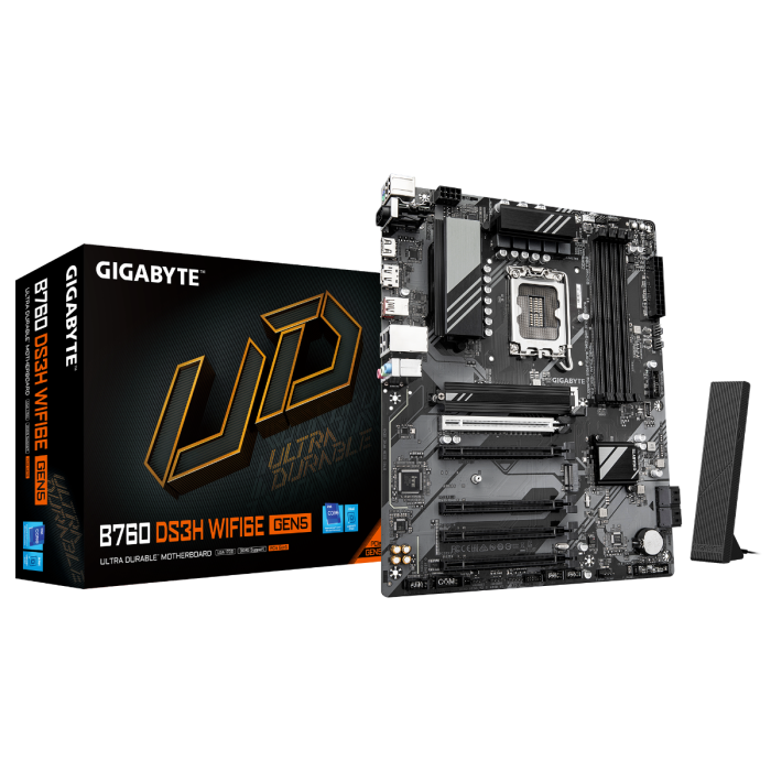 GIGABYTE B760 DS3H WF6E GEN5, DDR5, SATA3, USB3.2Gen2, DP, WiFi, LGA1700 ATX