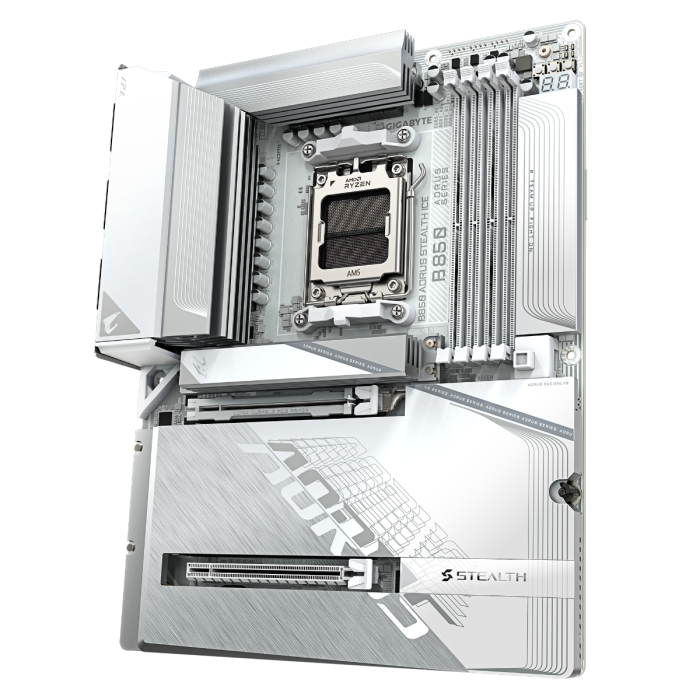 GIGABYTE B850 A STEALTH ICE, DDR5, SATA3, USB3.2Gen2x2, DP, 5GbE, WiFi, AM5 ATX