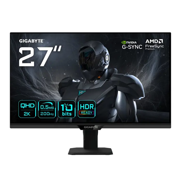 GIGABYTE G27Q20T 27” QHD Gaming Monitor - 2560 x 1440, 200Hz, 0.5ms, 350 cd/m², G-Sync Compatible, FreeSync Premium, HDR10, HDMI 2.0, Displayport 1.4