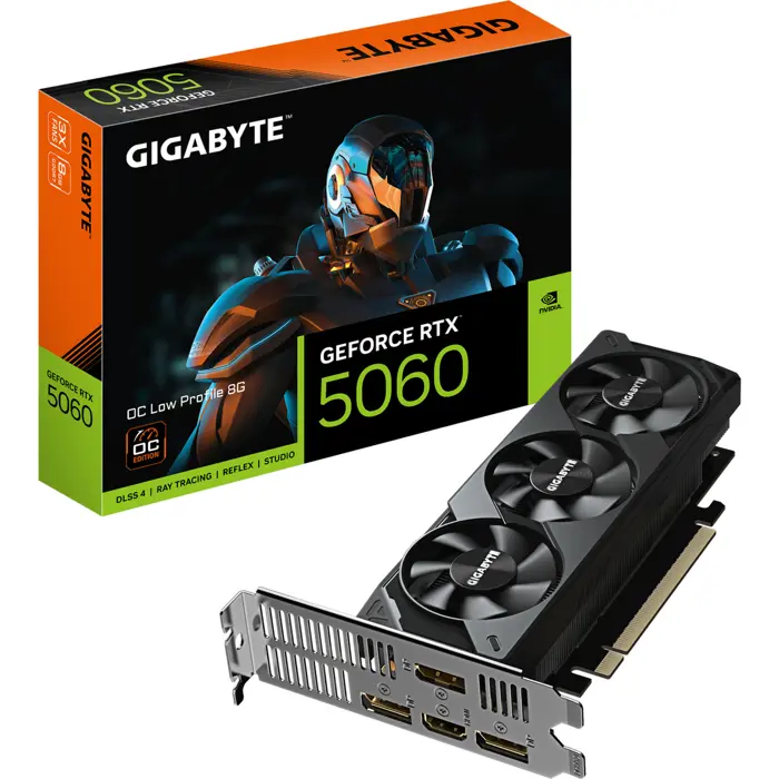 GIGABYTE GeForce RTX 5060 OC Low Profile 8G, graphics card DLSS 4, 3x DisplayPort, 1x HDMI 2.1