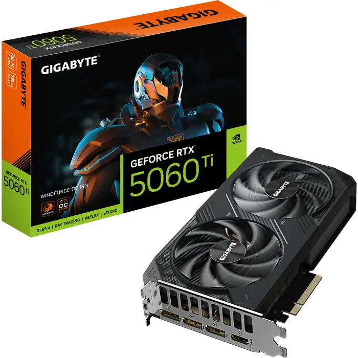 GigaByte GeForce RTX 5060 Ti WINDFORCE OC 16G (DLSS 4, 3x DisplayPort, 1x HDMI 2.1)