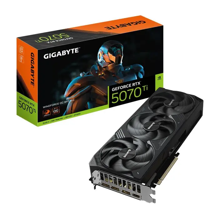 GIGABYTE GeForce RTX 5070 Ti WINDFORCE OC SFF 16G Graphics Card - 16GB GDDR7, 256bit, PCI-E 5.0, 2497 MHz Core Clock, 3 x DP 2.1a, 1 x HDMI 2.1b, NVIDIA DLSS 4, GV-N507TWF3OC-16GD