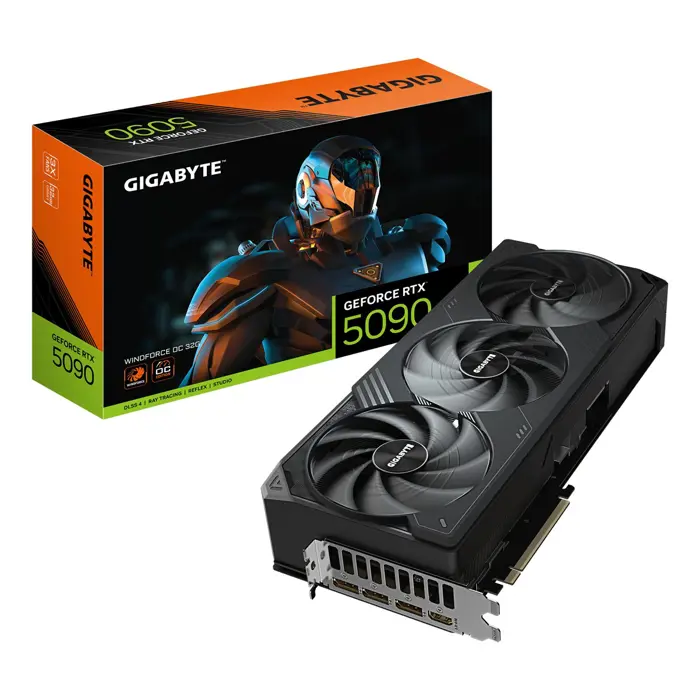 GIGABYTE GeForce RTX 5090 WINDFORCE OC 32G Graphics Card - 32GB GDDR7, 512bit, PCI-E 5.0, 2467MHz Core Clock, 3 x DP 2.1a, 1 x HDMI 2.1b, NVIDIA DLSS 4, GV-N5090WF3OC-32GD