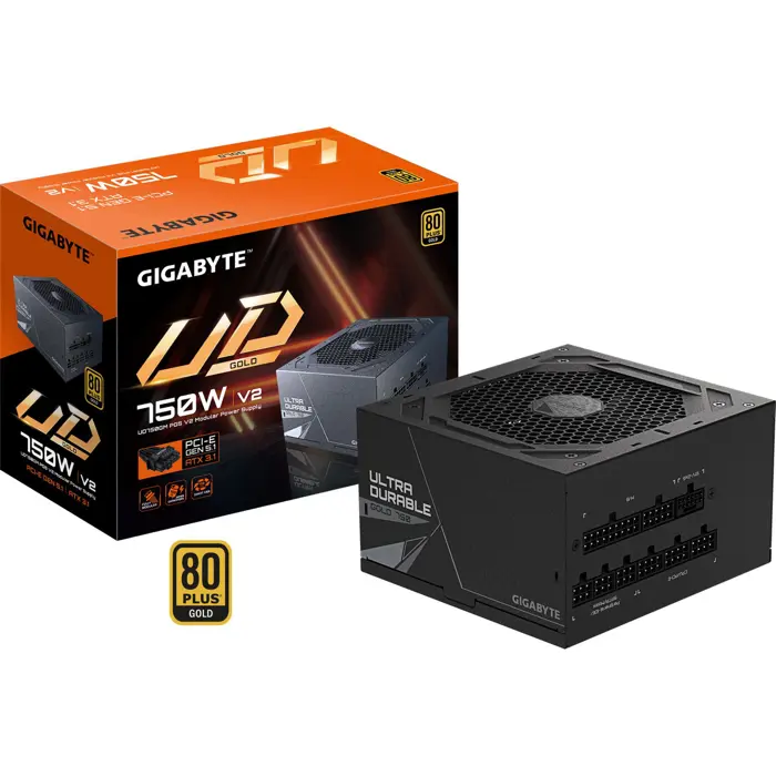 GIGABYTE GP-UD750GM PG5 V2 750W, PC power supply black, 1x 12-pin high power GPU, 4x PCIe, cable management, 750 watts