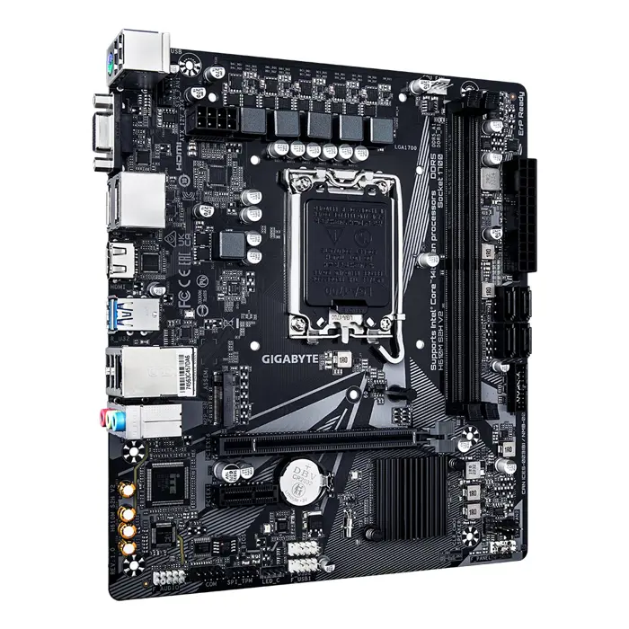 GIGABYTE H610M S2H V2 Motherboard - Supports Intel Core 14th CPUs, 4+1+1 Hybrid Phases Digital VRM, up to 5600MHz DDR5, 1xPCIe 3.0 M.2, GbE LAN, USB 3.2 Gen 1