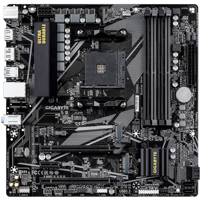 GIGABYTE Mainboard Desktop B550M DS3H R2 (AM4, 4xDDR4, 1xDP, 1xHDMI, GLAN, 1xPCI-E x16 slot, 1xPCI-E x1 slot, 2xM.2, 4xSATA 6G) mATX