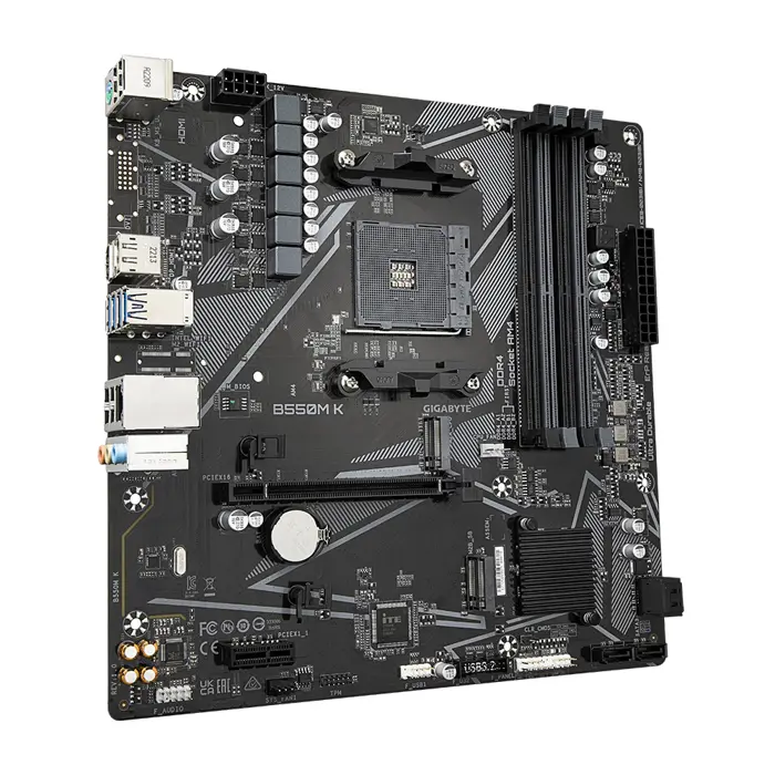Gigabyte MB B550M K, S.AM4, 4XDDR4/4733(O.C.) PCIe 4.0, G-LAN, HDMI/DP, mATX