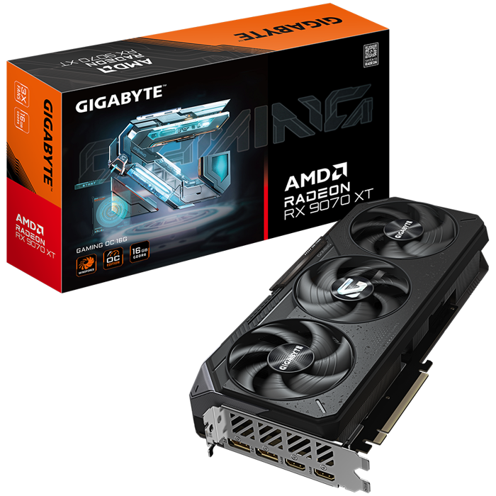 GIGABYTE Video Card AMD Radeon RX 9070 XT GAMING OC 16G, 16GB GDDR6, PCI-E 5.0, 2xDP, 2xHDMI