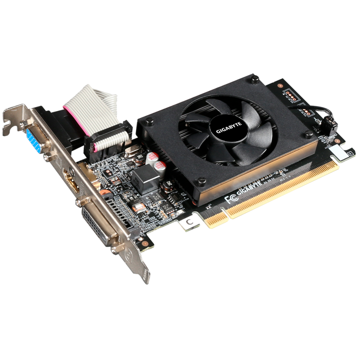 GIGABYTE Video Card NVIDIA GeForce GT 710 2GL (2GB DDR3/64bit, PCI-E 2.0, Recommended PSU 300W, HDMI+DVI low profile bracket x1, D-SUB low profile bracket x1, Dual-link DVI-D x1 /HDMI x1/D-Sub x1, Low