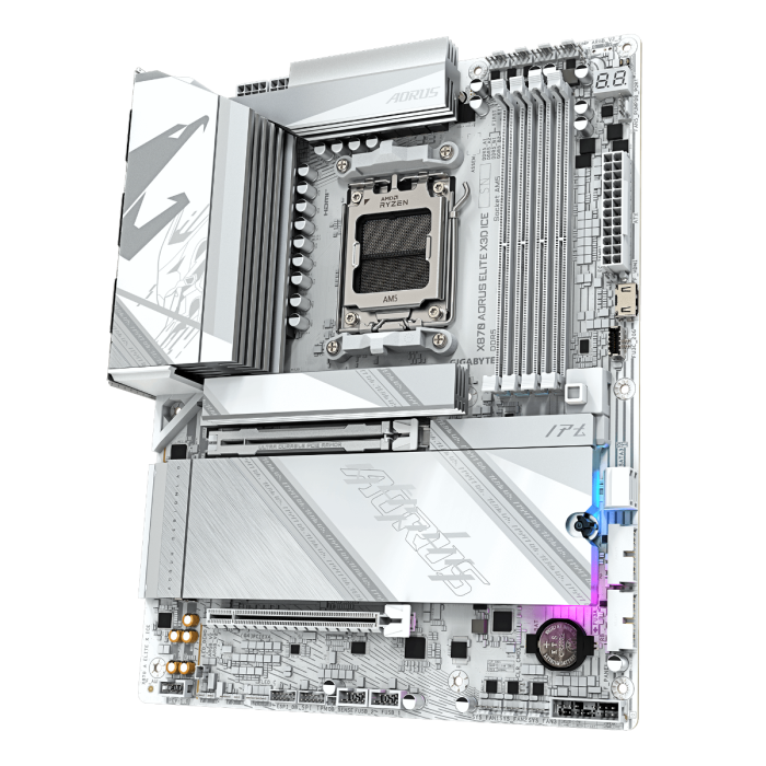 GIGABYTE X870 AORUS ELITE X ICE, DDR5, SATA3, USB4, DP, 2.5GbE, WiFi 7, AM5 ATX