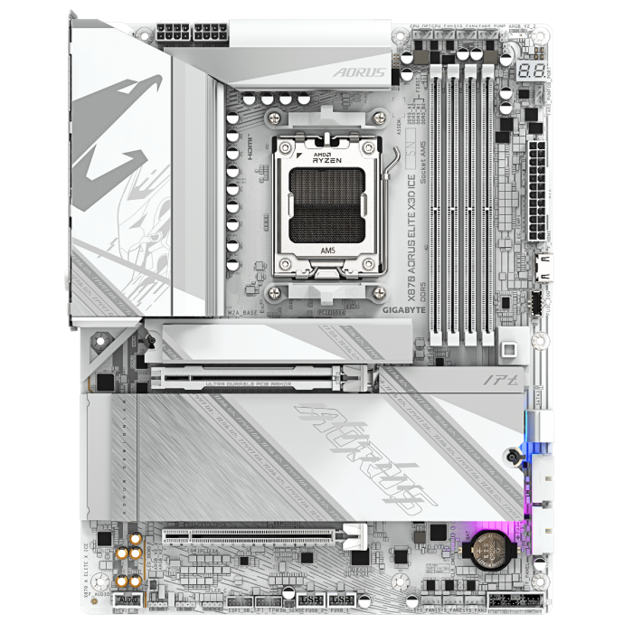 GIGABYTE X870 AORUS ELITE X ICE, DDR5, SATA3, USB4, DP, 2.5GbE, WiFi 7, AM5 ATX