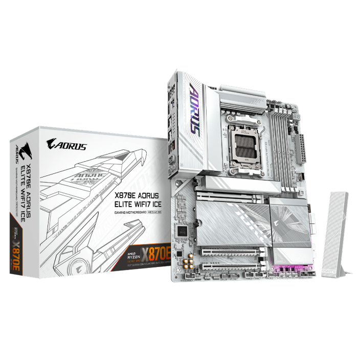 GIGABYTE X870E A ELITE WF7 ICE, DDR5, SATA3, USB4, DP, 2.5GbE, WiFi 7, AM5 ATX