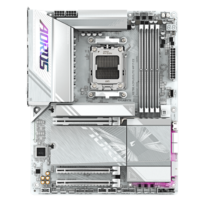 GIGABYTE X870E A ELITE WF7 ICE, DDR5, SATA3, USB4, DP, 2.5GbE, WiFi 7, AM5 ATX