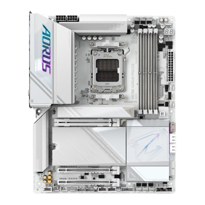 GIGABYTE X870E AORUS PRO ICE, DDR5, SATA3, USB4, DP, 2.5GbE, WiFi 7, AM5 ATX