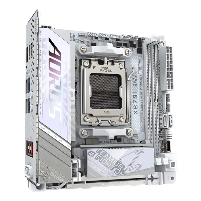 GIGABYTE X870I AORUS PRO ICE Motherboard - Supports AMD Ryzen 9000 Series CPUs, 8+2+1 phases VRM, up to 8400MHz DDR5 (OC), 1xPCIe 5.0 M.2 + 1xPCIe 4.0 M.2, WI-FI 7, 2,5GbE LAN, USB 4