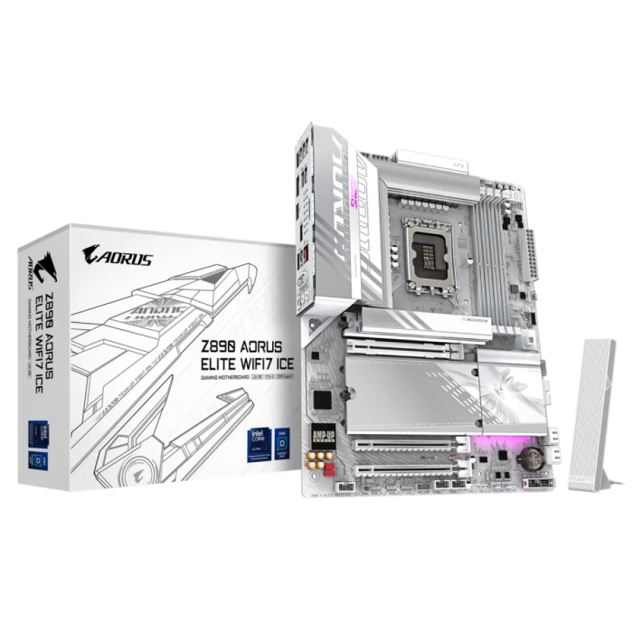 GIGABYTE Z890 AORUS ELITE WIFI7 ICE, DDR5, SATA3, USB4, DP, 2.5GbE, WIFI 7, LGA1851 ATX