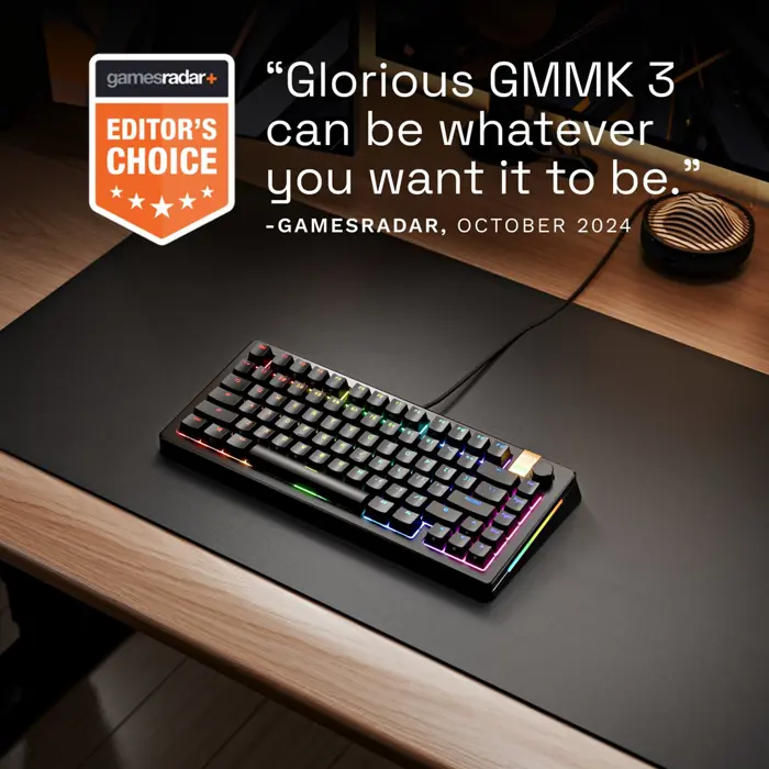Glorious GMMK 3 Pro HE 75% Gaming Keyboard - Pre-Built, ANSI (US), Fox HE Switches, Black